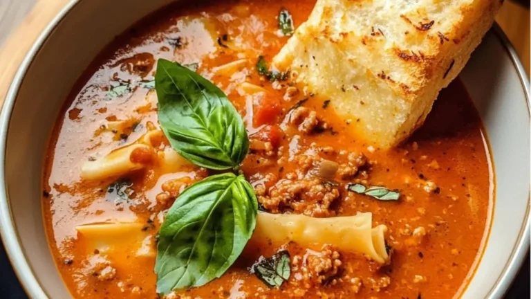 Perfekt Lasagnesoppa med vitlöksbröd hemma