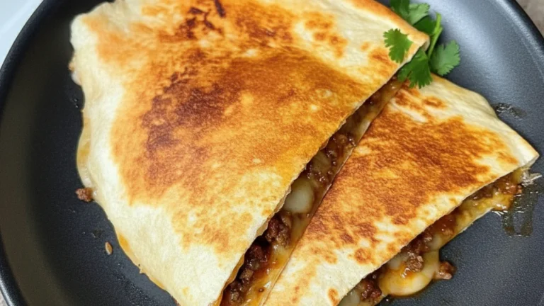 Tacotortilla med chilisås och smält ost