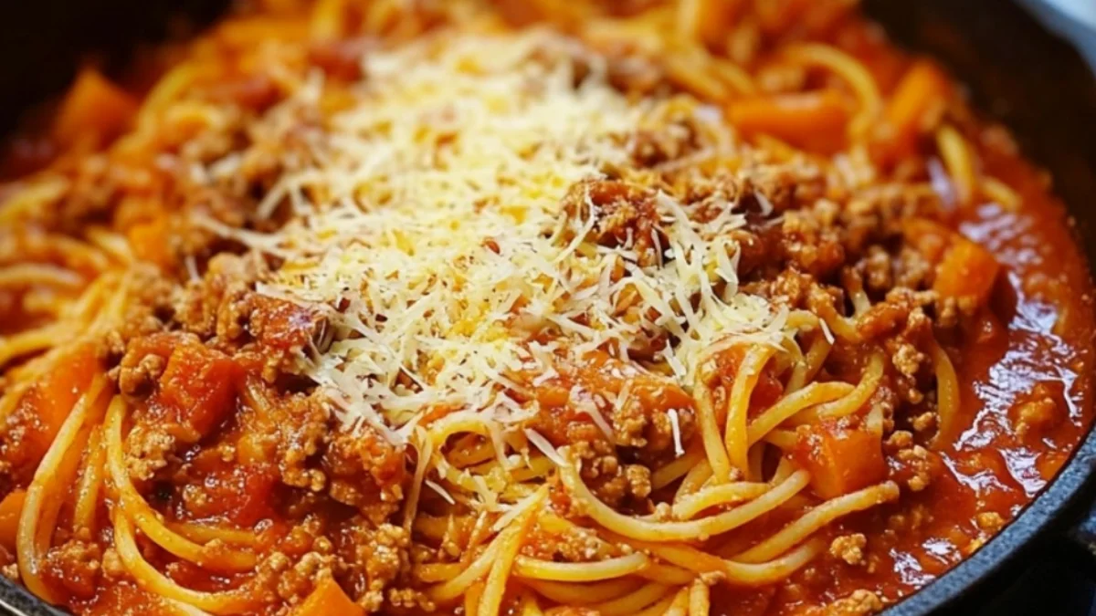 Klassisk Spagettisoppa med nötkött och lök