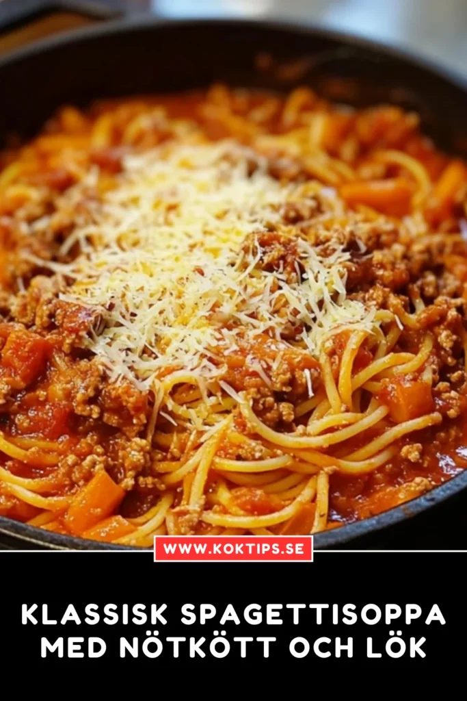 Klassisk Spagettisoppa med nötkött och lök