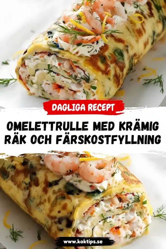 Omelettrulle med krämig räk och färskostfyllning