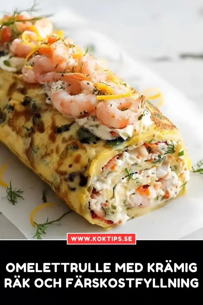 Omelettrulle med krämig räk och färskostfyllning