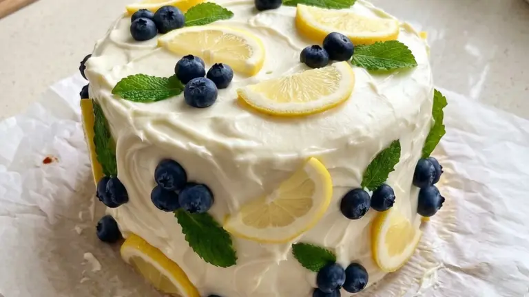 Citron och blåbärstårta med färskostfrosting