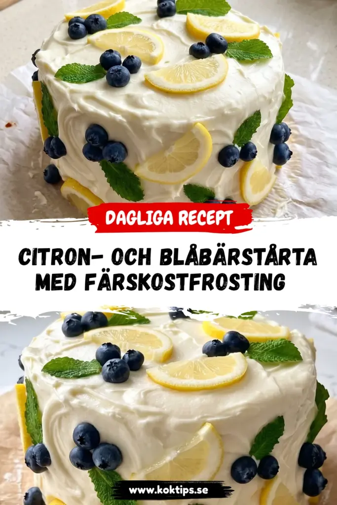 Citron och blåbärstårta med färskostfrosting