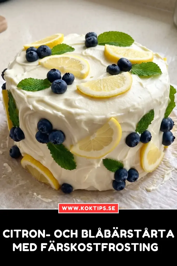 Citron och blåbärstårta med färskostfrosting