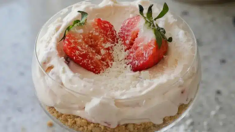 Himmelsk Jordgubbscheesecake i glas