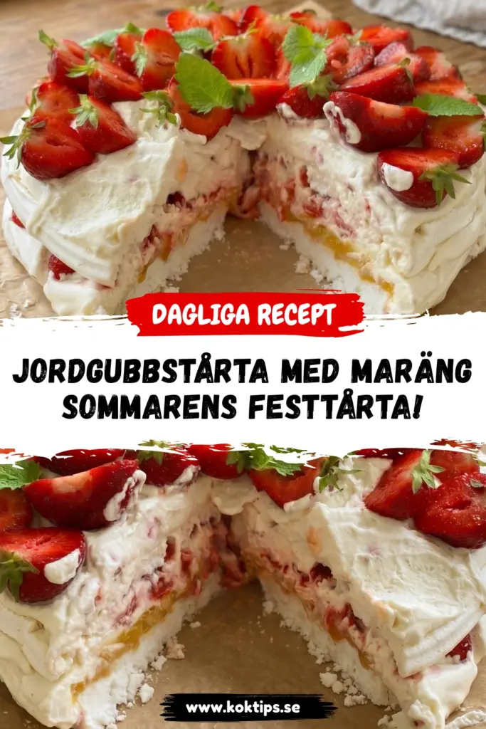 Jordgubbstårta med maräng – sommarens festtårta!