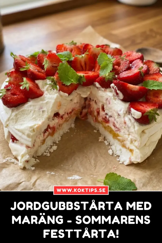Jordgubbstårta med maräng – sommarens festtårta!