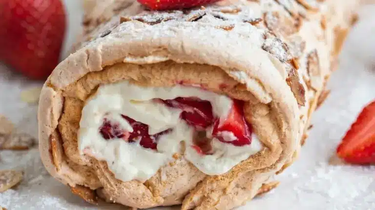 Marängrulltårta med kokos – krispig & len dessert