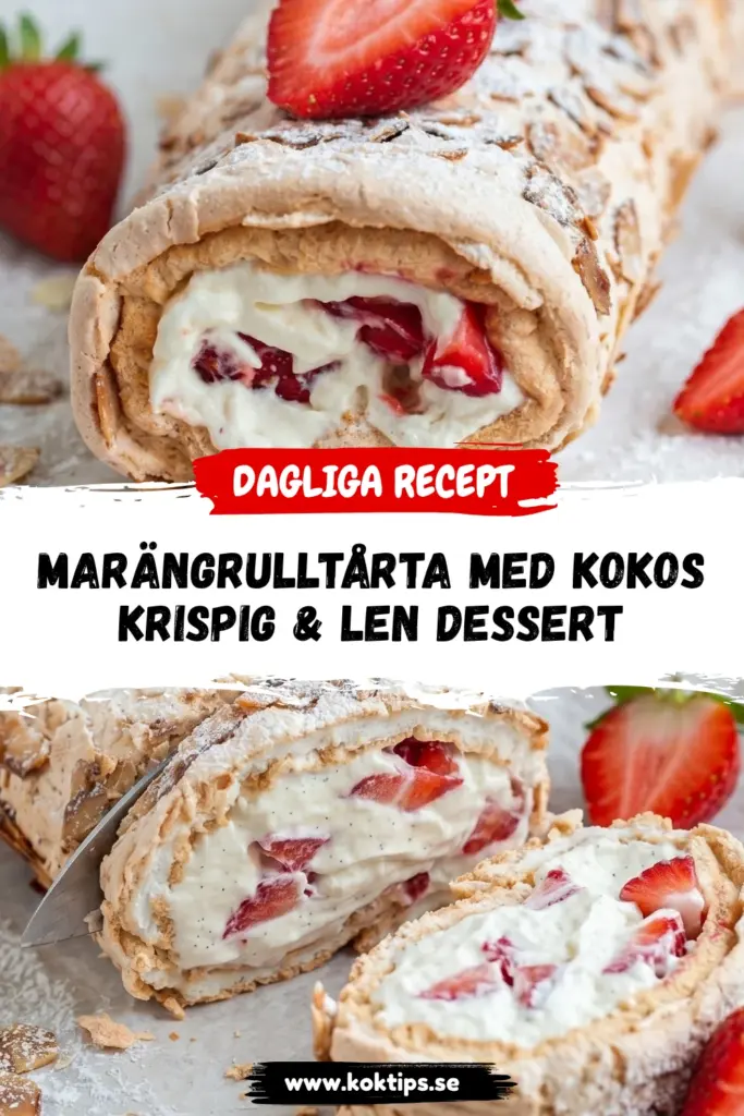 Marängrulltårta med kokos – krispig & len dessert
