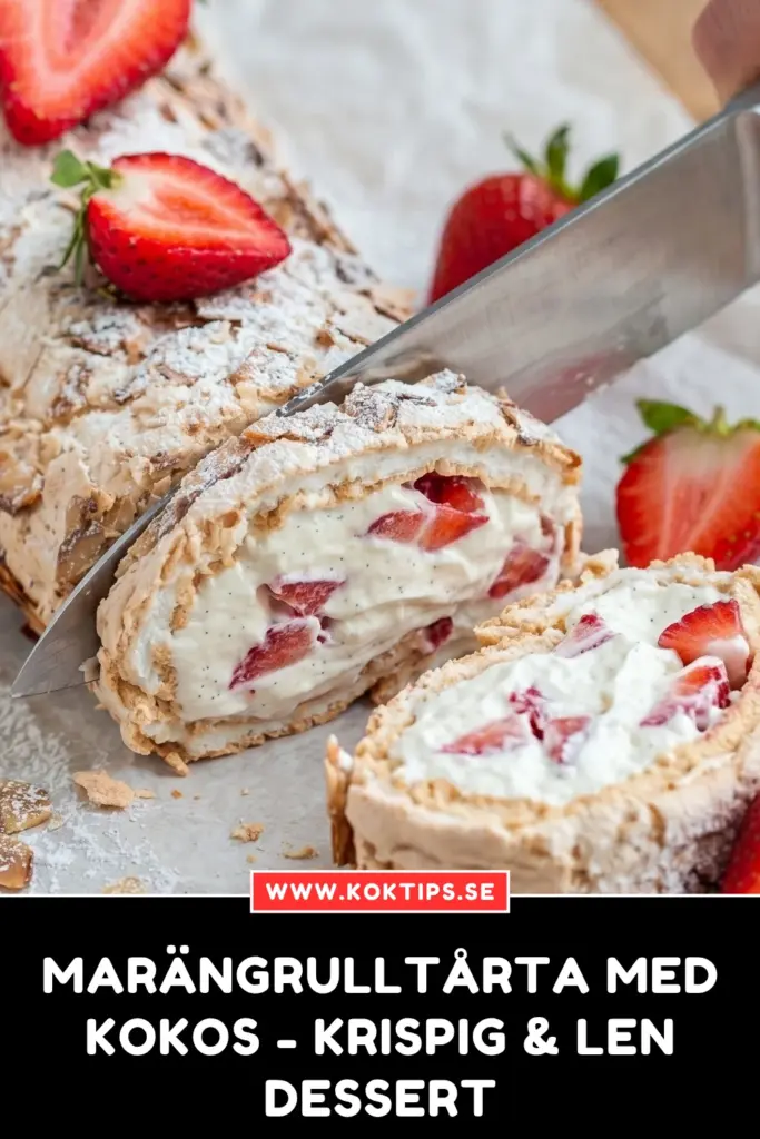 Marängrulltårta med kokos – krispig & len dessert