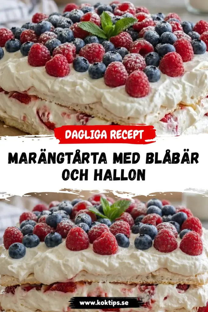 Marängtårta med blåbär och hallon
