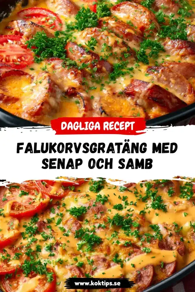 falukorvsgratäng med senap och sambal
