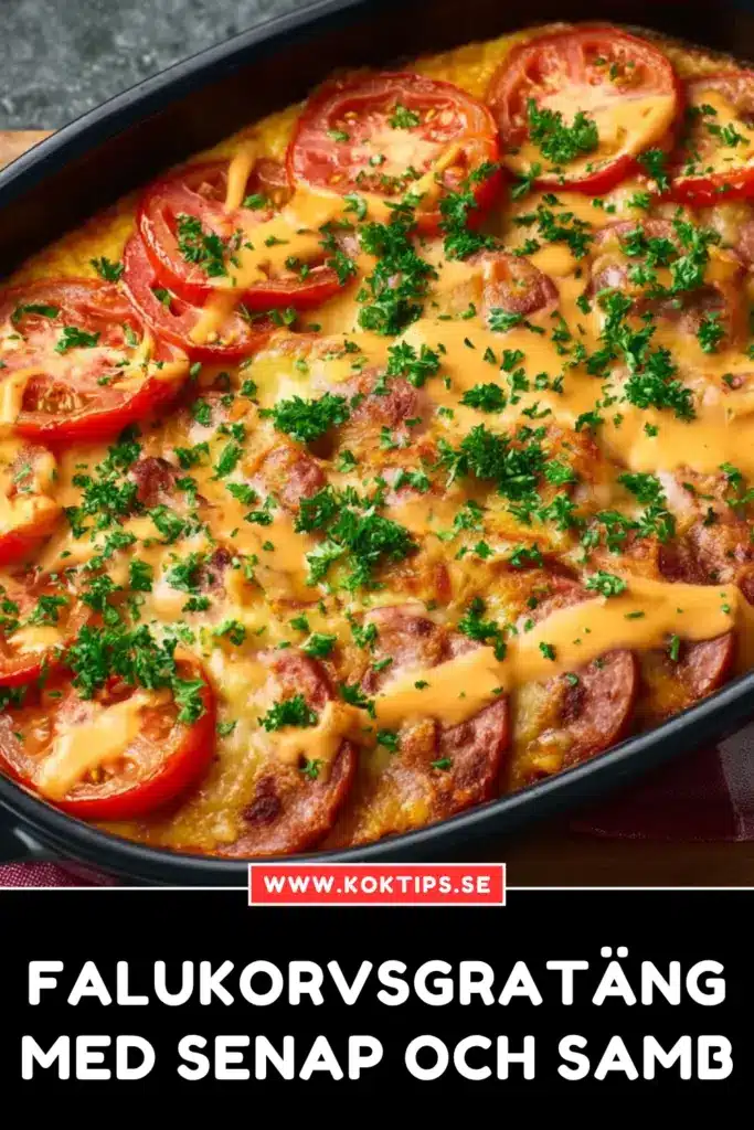falukorvsgratäng med senap och sambal
