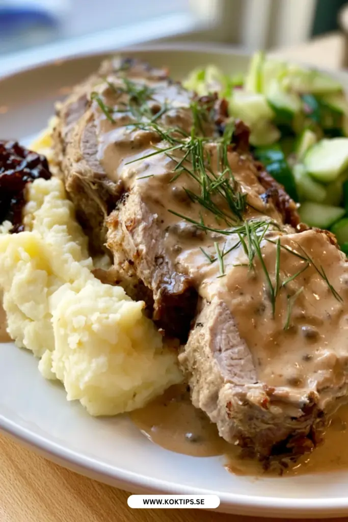 Saftig fläskstek krämig svartvinbärssås hemlagad från grunden med enkla råvaror
