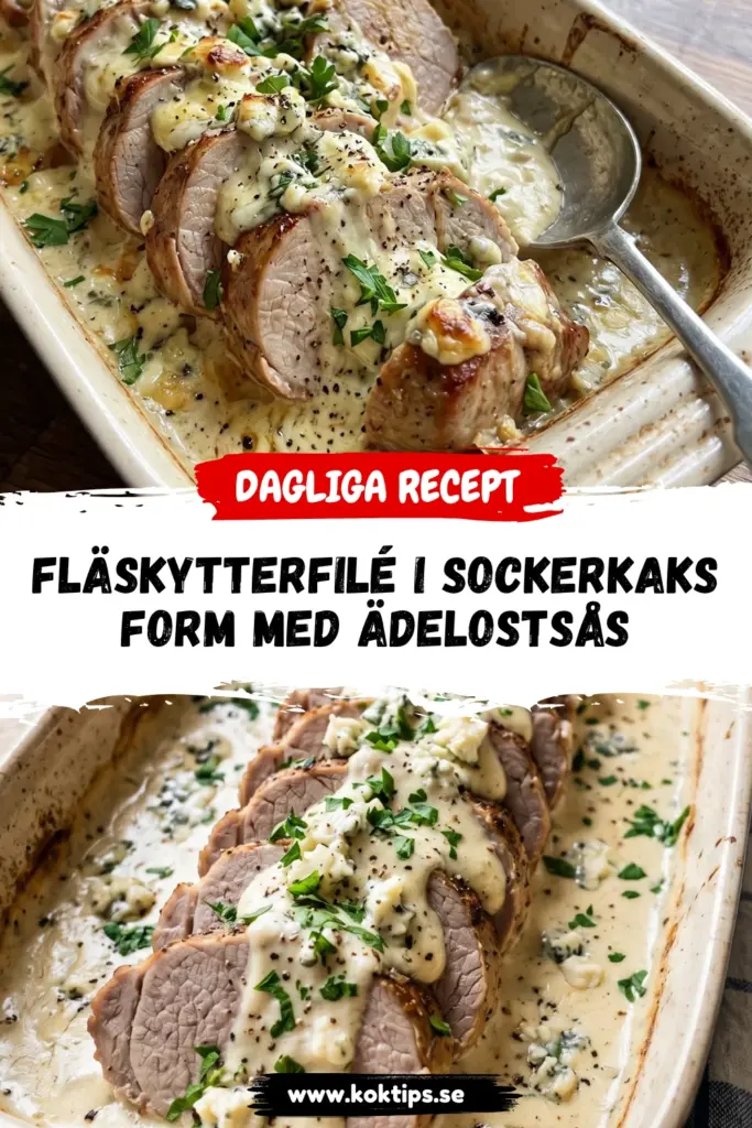 Fläskytterfilé i sockerkaksform med ädelostsås