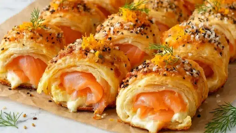 Frasiga smördegssnittar med lax & dill