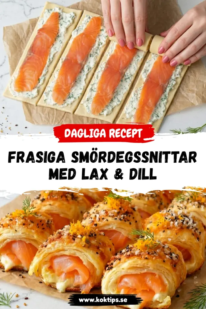 Frasiga smördegssnittar med lax & dill