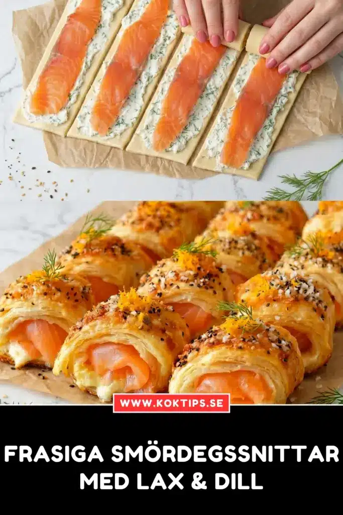 Frasiga smördegssnittar med lax & dill