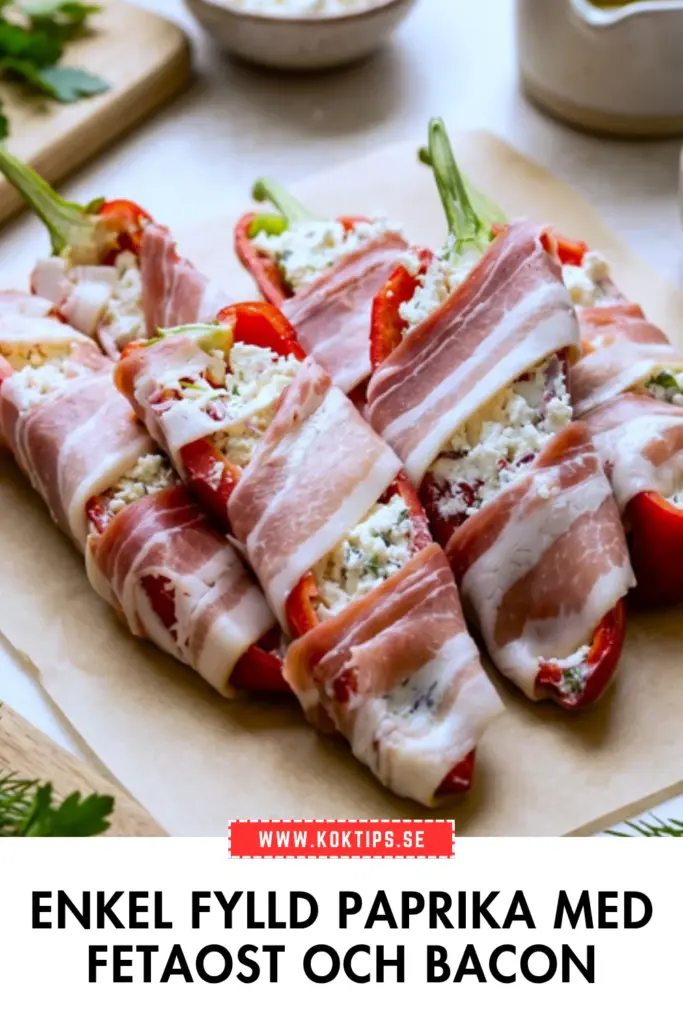 Enkel fylld paprika med fetaost och bacon: ett recept du vill laga om och om igen
