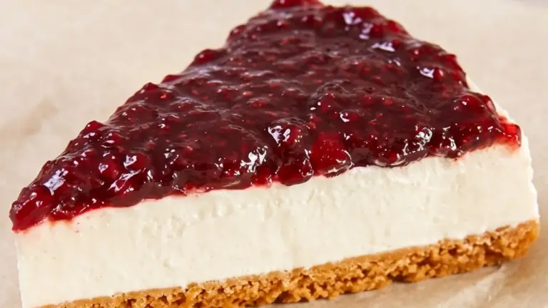 Glutenfri no-bake cheesecake med jordgubbssylt