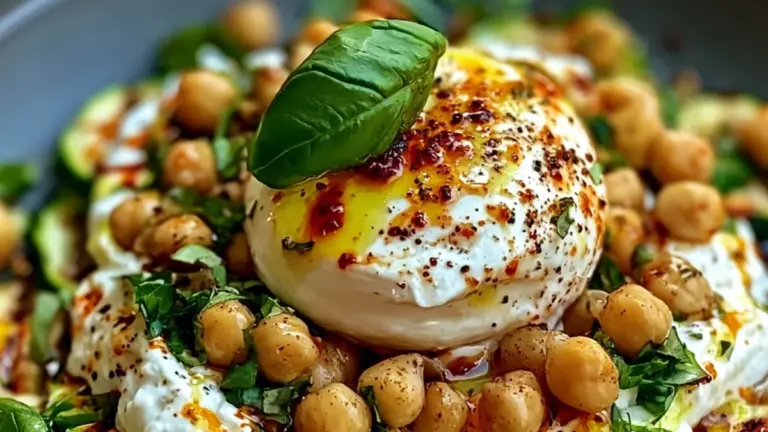 Grillad zucchini på nytt sätt: hemlagat recept med burrata, kikärter och chiliolja
