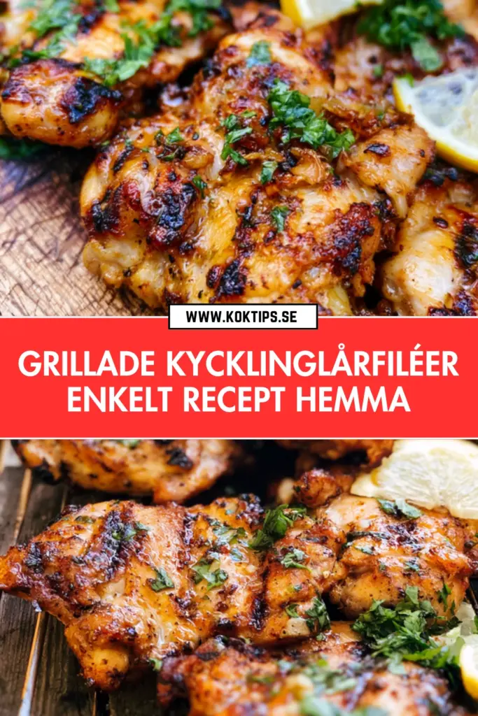 Saftiga grillade kycklinglårfiléer med vitlök och persilja hemma