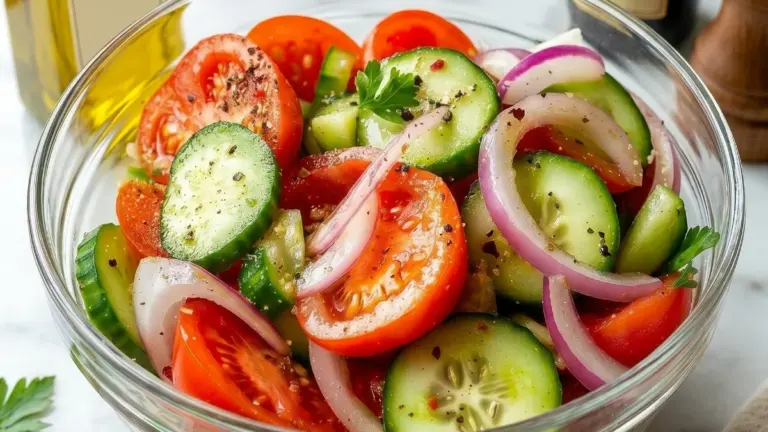 Gurksallad med tomat och rödlök – perfekt till grill!