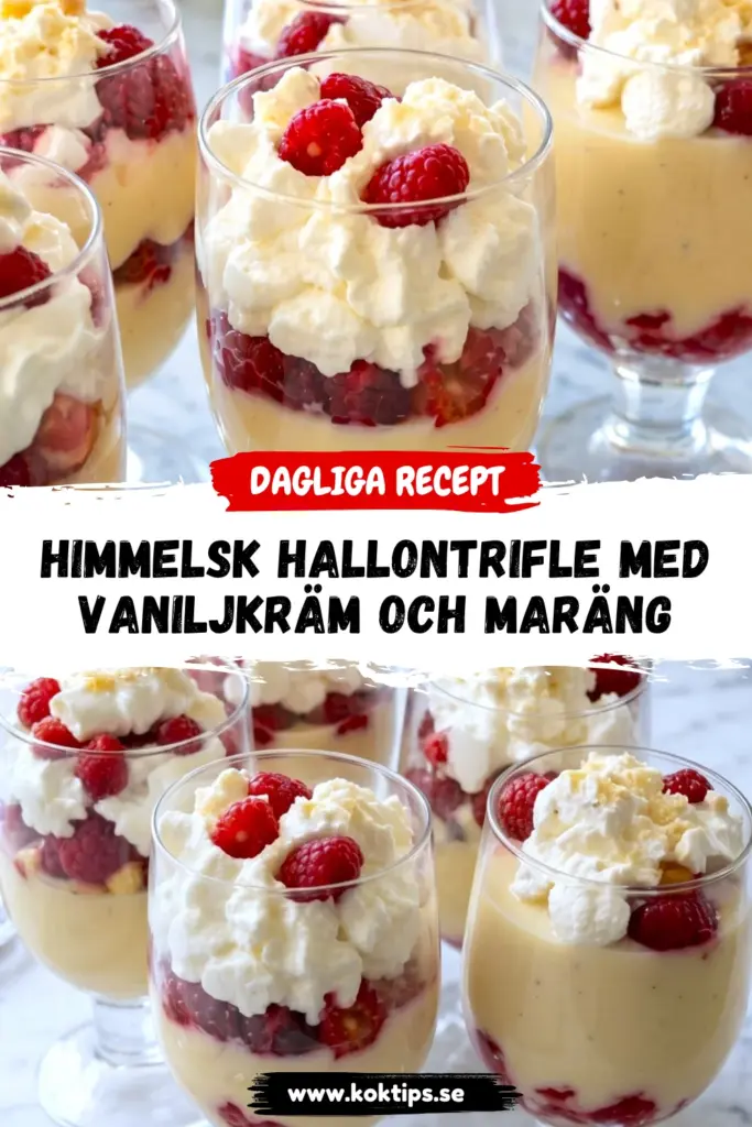 Himmelsk Hallontrifle med Vaniljkräm och Maräng