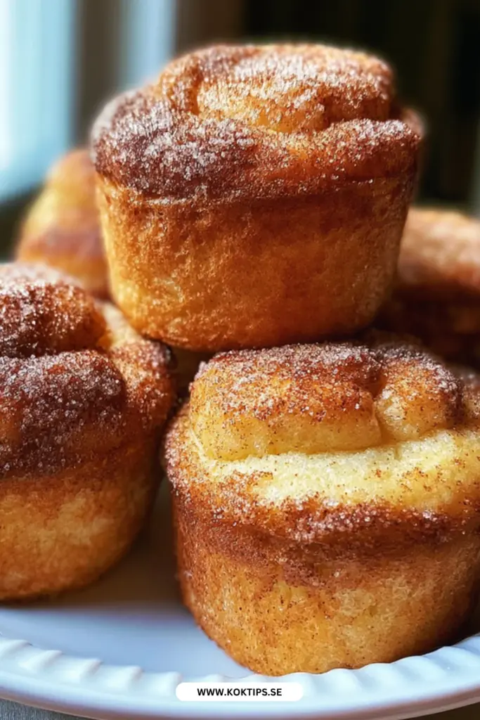 Himmelska franska sockerbullsmuffins med krispigt kanelsocker