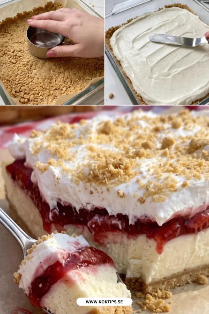 Enkel jordgubbscheesecake utan ugn: klassisk no