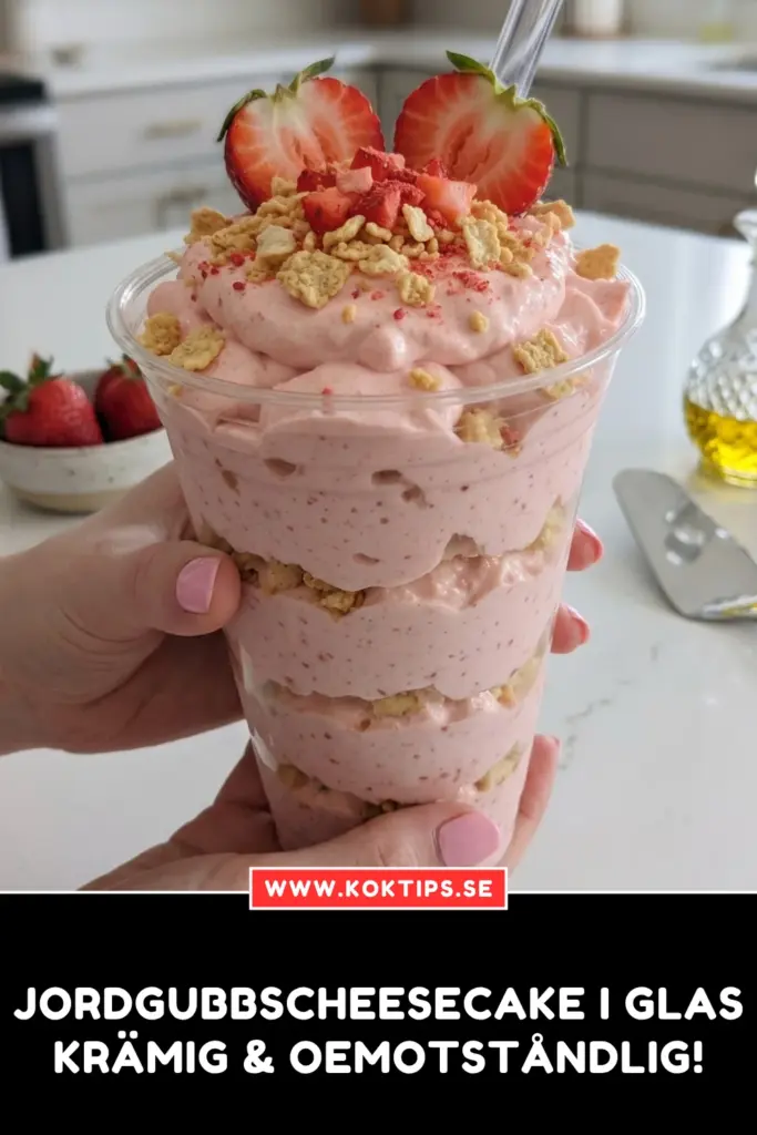 Jordgubbscheesecake i glas: krämig & oemotståndlig!