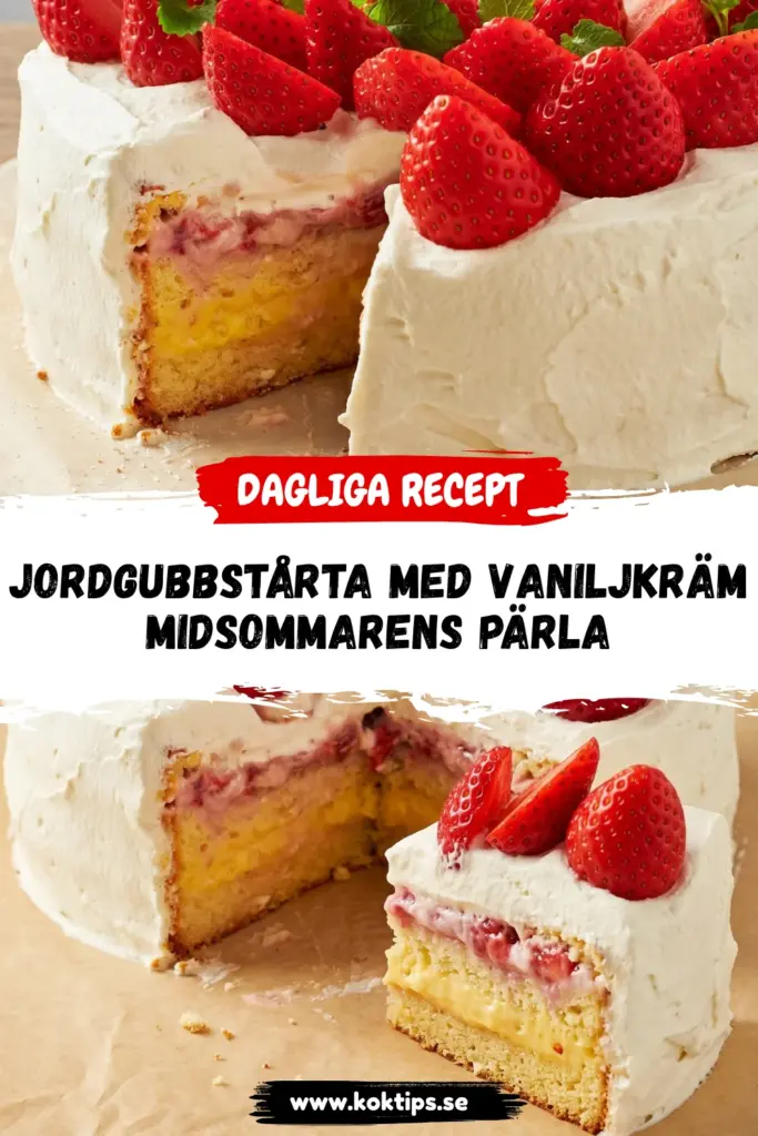 Jordgubbstårta med vaniljkräm – midsommarens pärla