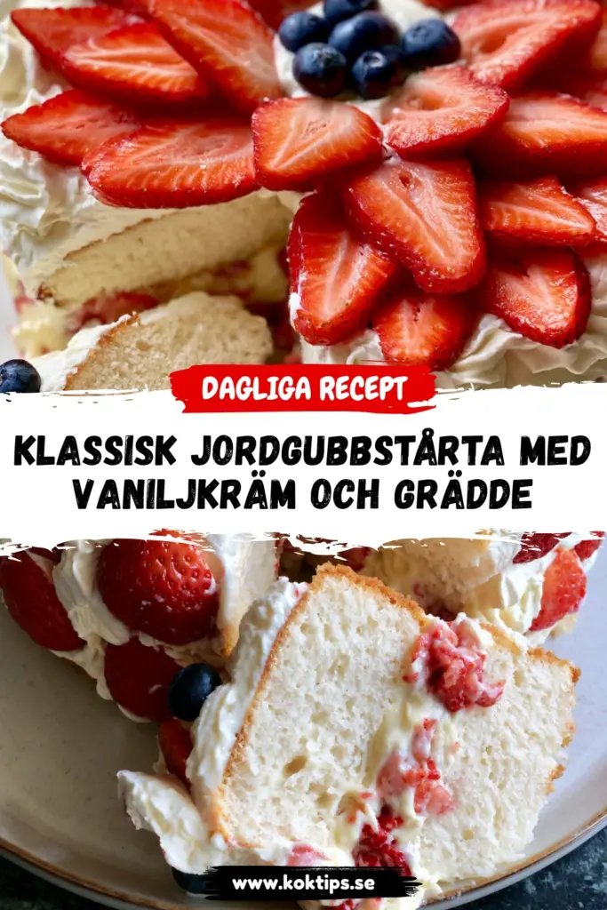 Klassisk Jordgubbstårta med Vaniljkräm och Grädde