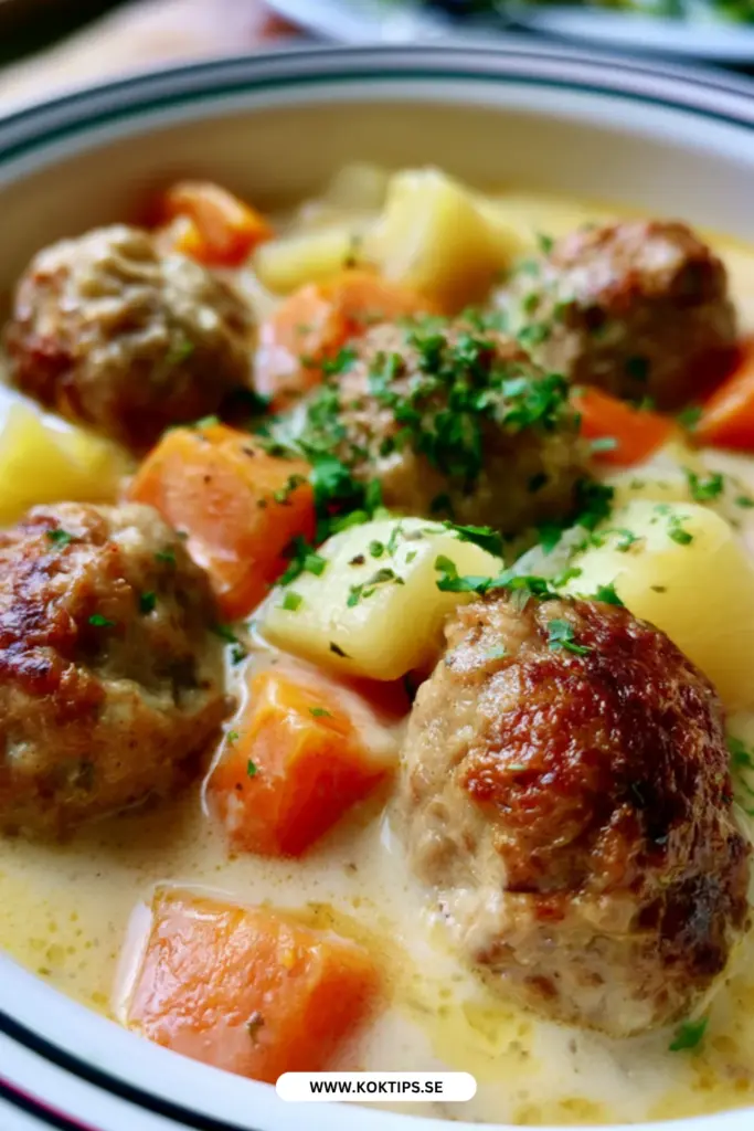 Hemlagad köttbullssoppa med grädde: trygg vardagsmat när det är som bäst