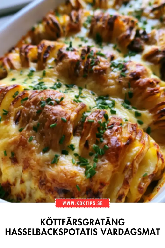 Köttfärsgratäng till middag: servera med gyllene hasselbackspotatis för extra mys