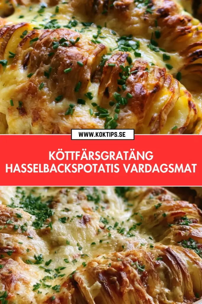 Köttfärsgratäng till middag: servera med gyllene hasselbackspotatis för extra mys