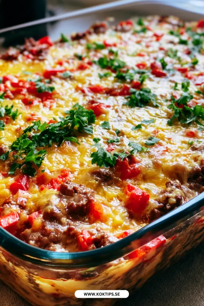 Enkel köttfärsgratäng med ost och paprika: klassisk vardagsmat du älskar
