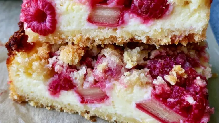 Krämig Cheesecake crumble med Hallon och Rabarber