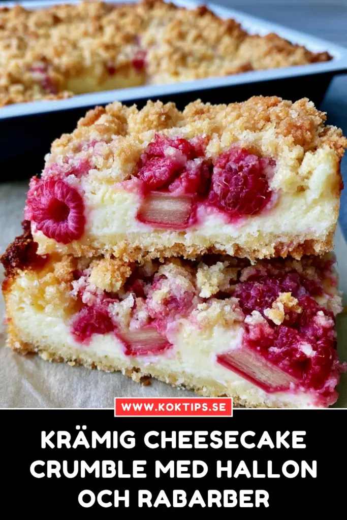 Krämig Cheesecake crumble med Hallon och Rabarber