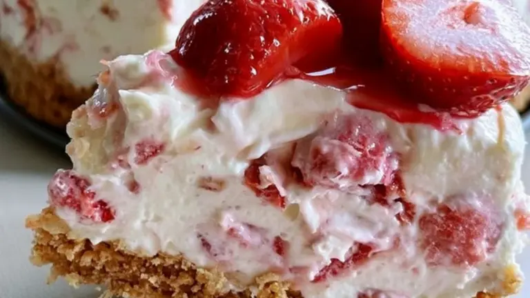 Krämig Jordgubbscheesecake utan ugn