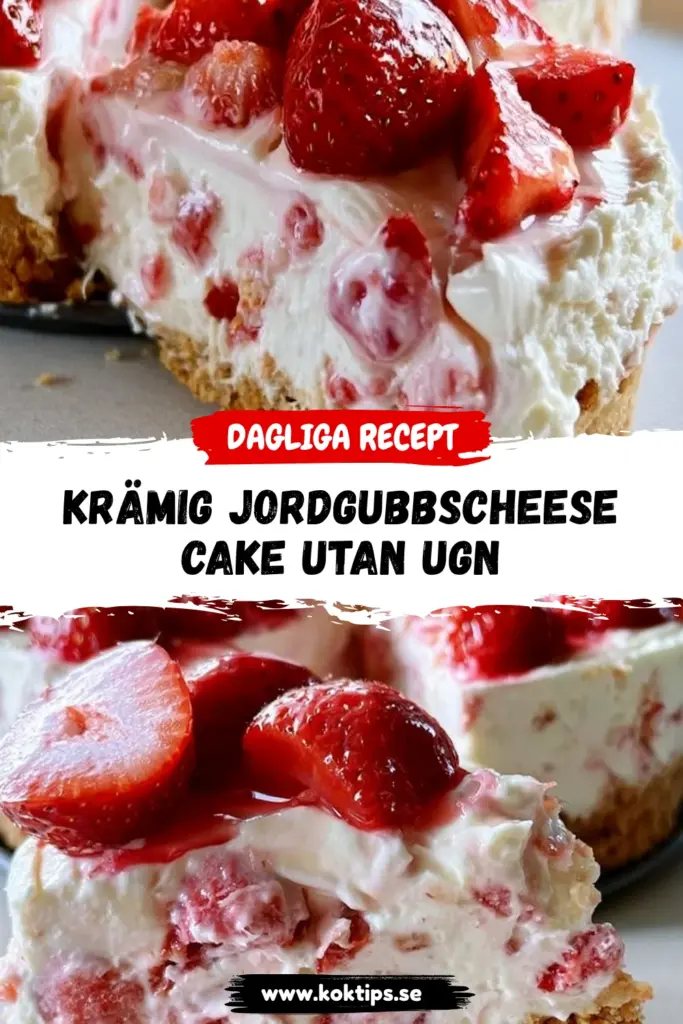 Krämig Jordgubbscheesecake utan ugn
