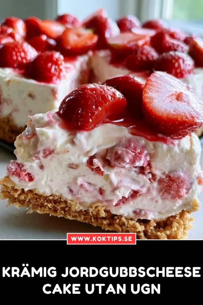 Krämig Jordgubbscheesecake utan ugn