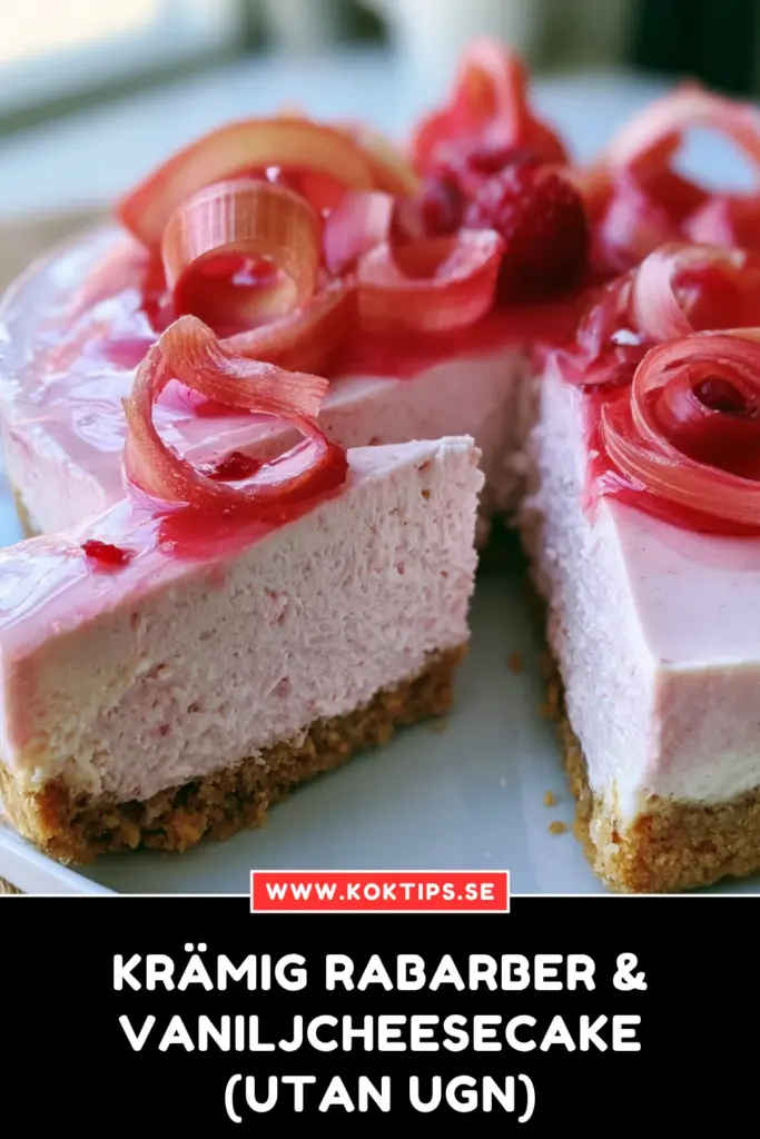 Krämig Rabarber & Vaniljcheesecake (utan ugn)