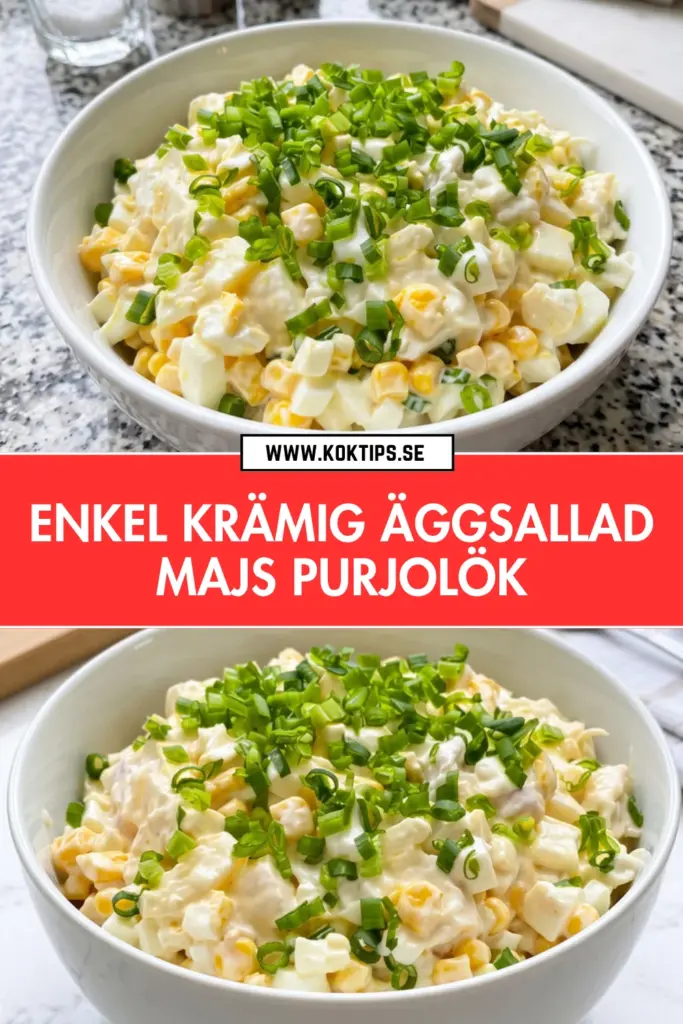 Enkel krämig äggsallad: det godaste hemlagade receptet med majs och purjolök