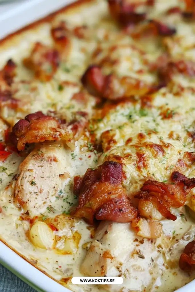 Kycklinggratäng med bacon och grädde: enkel, krämig och oemotståndlig