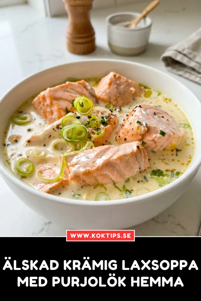 Älskad krämig laxsoppa med purjolök hemma