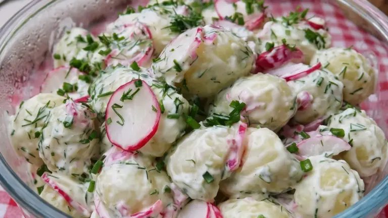 Krämig potatissallad: ett enkelt och fräscht sommarrecept med rädisor