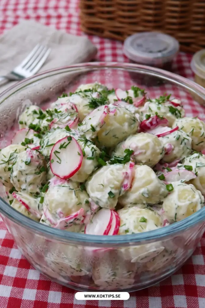 Krämig potatissallad: ett enkelt och fräscht sommarrecept med rädisor
