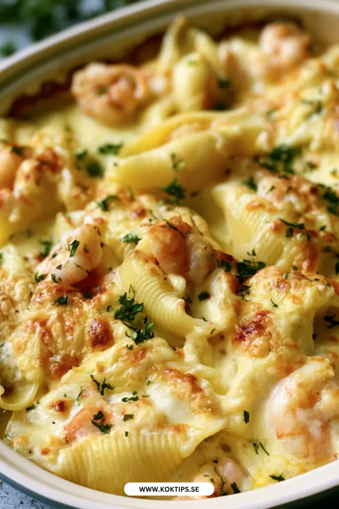 Krämiga pastasnäckor med räkor: enkelt recept som alltid imponerar